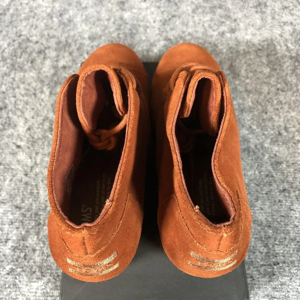 TOMS Boots Womens Size 9 Orange Suede Desert Wedge Lace Up Ankle Booties Shoes‎